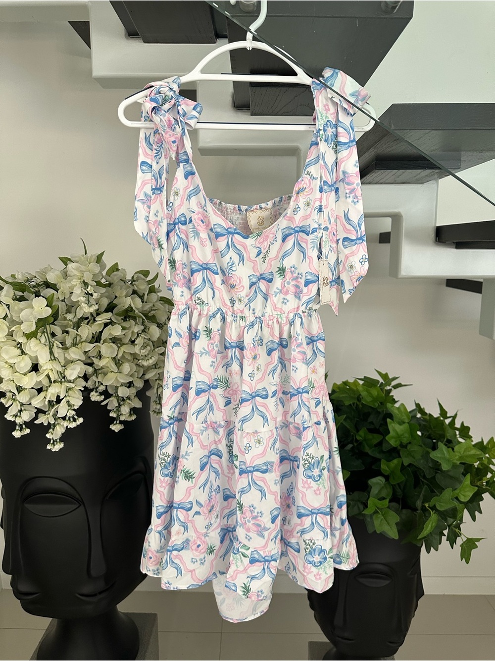 Simply Southern Pink & Blue Floral Tie-Shoulder Sundress